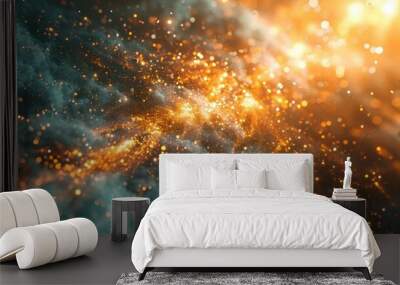 abstract background of glitter golden yellow vintage lights Wall mural