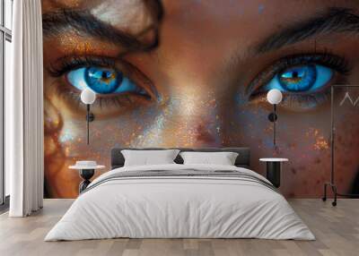 close up of woman face with blue eyes Wall mural