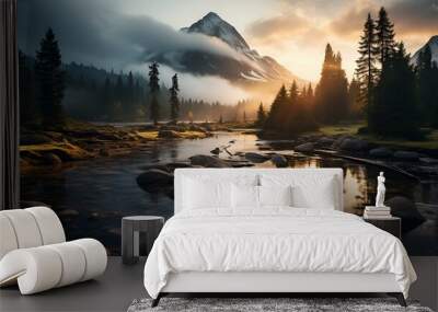 Sunrise landscape free photo HD background Wall mural