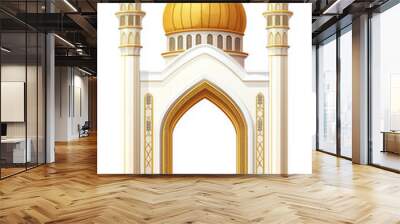 golden and white islamic mosque prayer gate isolated Wall mural