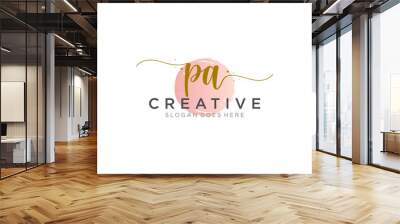 initial PA Feminine logo beauty monogram and elegant logo design, handwriting logo of initial signature, wedding, fashion, floral and botanical with creative template. Wall mural