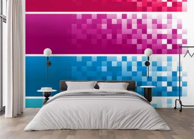 Colorful Pixel Banners Wall mural