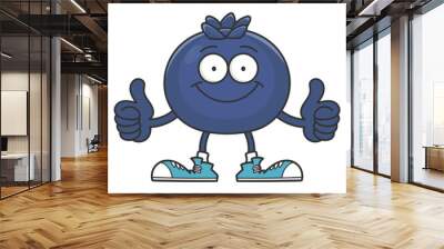 smiling blueberry fruit cartoon character Wall mural