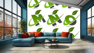 swoosh alphabet with leaf icon set 2 Wall mural