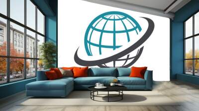 World logo icon with swoosh graphic element Wall mural