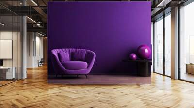 An isolated room with a bold purple wall, modern furniture, and a hint of luxury  Wall mural