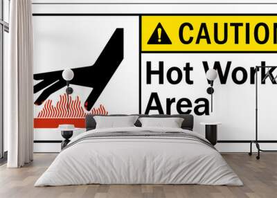 Hot work area sign and labels Wall mural