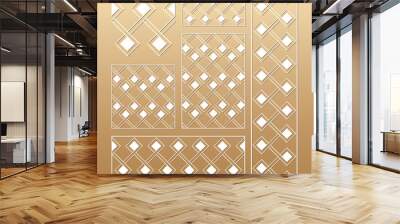 Laser cut vector panels (ratio: 1:1, 1:4, 2:1, 2:3, 3:1). Cutout silhouette with geometric seamless pattern.The set is suitable for engraving, laser cutting wood, metal, stencil manufacturing. Wall mural