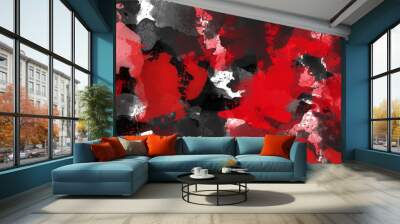 Red and black abstract background. Ink spots grunge textures. Vector illustration. Wall mural