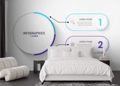 Vector Infographic label design template with icons and 2 options or steps. Can be used for process diagram, presentations, workflow layout, banner, flow chart, info graph. Wall mural