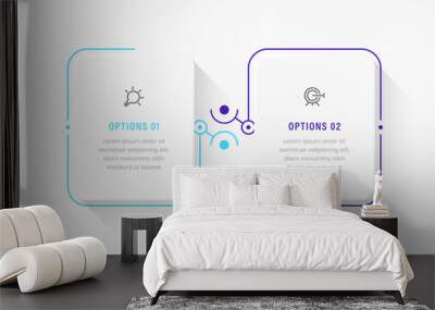 Vector Infographic label design template with icons and 2 options or steps. Can be used for process diagram, presentations, workflow layout, banner, flow chart, info graph. Wall mural