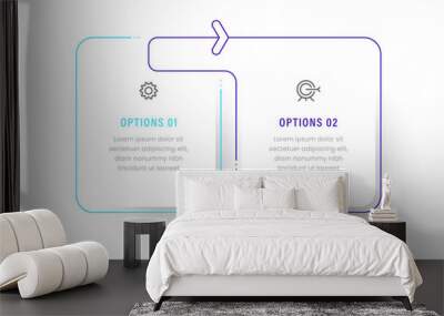 Vector Infographic label design template with icons and 2 options or steps. Can be used for process diagram, presentations, workflow layout, banner, flow chart, info graph. Wall mural