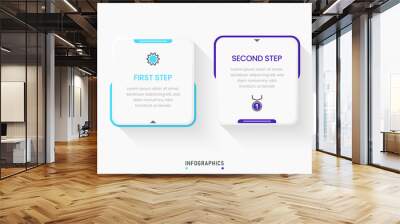 Vector Infographic label design template with icons and 2 options or steps. Can be used for process diagram, presentations, workflow layout, banner, flow chart, info graph. Wall mural