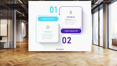 Vector Infographic label design template with icons and 2 options or steps. Can be used for process diagram, presentations, workflow layout, banner, flow chart, info graph. Wall mural