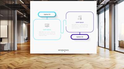 Vector Infographic label design template with icons and 2 options or steps. Can be used for process diagram, presentations, workflow layout, banner, flow chart, info graph. Wall mural