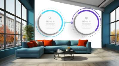 Vector Infographic label design template with icons and 2 options or steps. Can be used for process diagram, presentations, workflow layout, banner, flow chart, info graph. Wall mural