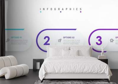 Vector Infographic label design template with icons and 3 options or steps. Can be used for process diagram, presentations, workflow layout, banner, flow chart, info graph. Wall mural