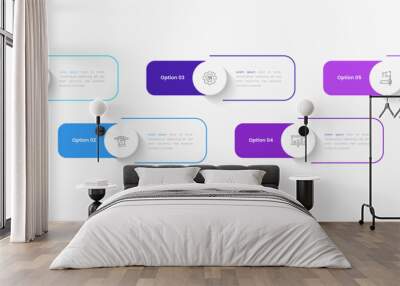 Vector Infographic label design template with icons and 5 options or steps. Can be used for process diagram, presentations, workflow layout, banner, flow chart, info graph. Wall mural