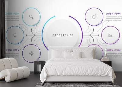 Vector Infographic label design template with icons and 6 options or steps. Can be used for process diagram, presentations, workflow layout, banner, flow chart, info graph. Wall mural