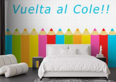 Hoja con lápices de colores para la Vuelta al Cole Wall mural