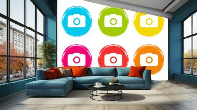 Iconos de colores con símbolo de cámara de fotos Wall mural