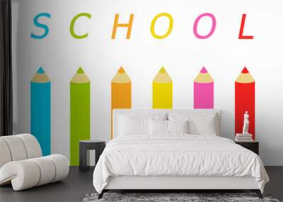 Lápices de colores con la palabra School Wall mural