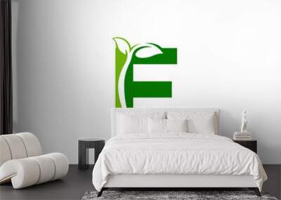 Combination of green leaf and initial letters F logo design vectors Wall mural