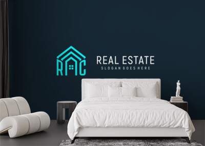 Initial letter RC roof logo real estate with creative and modern logo style Wall mural