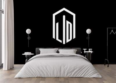 Letter LD logo for real estate with hexagon icon design Wall mural