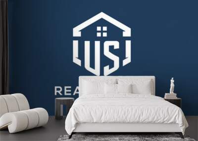 Letter US logo for real estate with hexagon style Wall mural