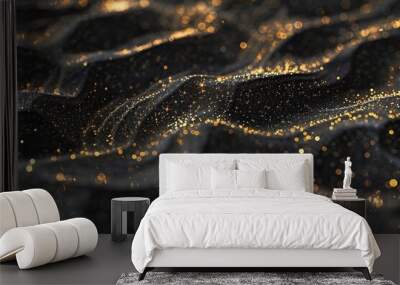 ai generative black sand with gold sparkle Wall mural