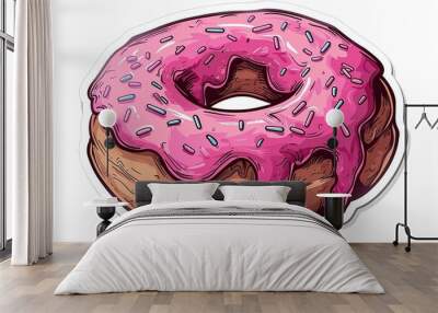 ai generative cartoon art pink donut Wall mural