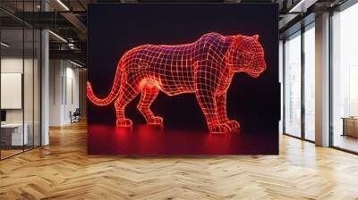 ai generative neon line of tiger shape Wall mural