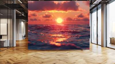 ai generative red sky sunset Wall mural