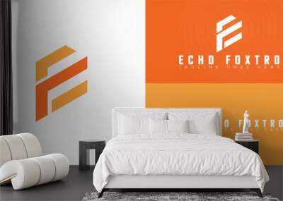 Abstract initial hexagon letters EF or FE logo in orange color isolated on multiple background colors. The logo is suitable for construction company logo vector design illustration inspiration Wall mural