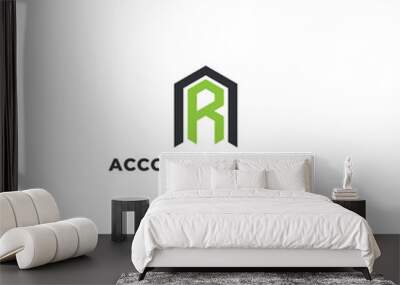 Abstract initial letter AR or RA logo in green-black color isolated in white background applied for hospitality company logo also suitable for the brands or companies have initial name RA or AR. Wall mural