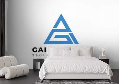 Abstract initial letter GA or AG logo in blue color isolated in white background applied for sales consultant logo also suitable for the brands or companies have initial name AG or GA. Wall mural