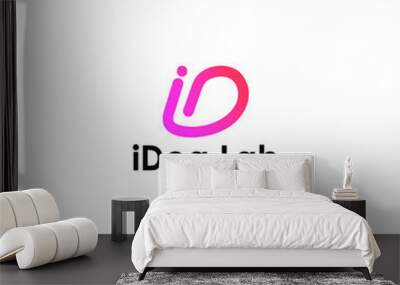 abstract initial letter I and D logo in pink-red color isolated in white background applied for medical laboratory logo design also suitable for the brands or companies that have initial name ID or DI Wall mural