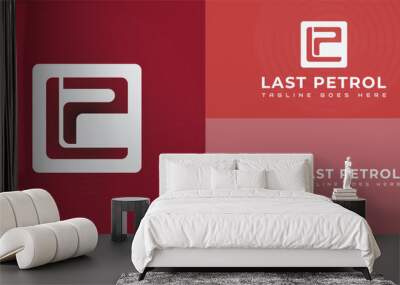 abstract initial letter L and P in white color isolated in multiple red backgrounds applied for car rental business logo also suitable for the brands or companies that have same initial name LP or PL Wall mural