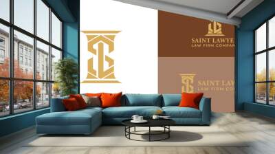 Abstract initial letter SL or LS logo in gold color isolated in white background applied for law firm logo also suitable for the brands or companies have initial name LS or SL. Wall mural