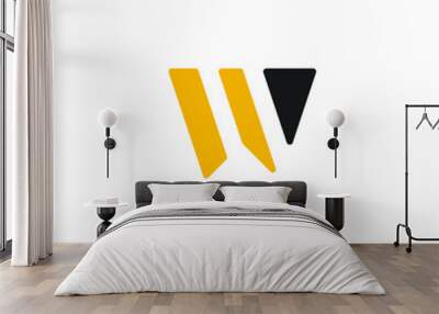 abstract initial letter W logo in black and yellow color isolated in white background applied for decision app logo also suitable for the brands or companies that have initial name W or WW Wall mural