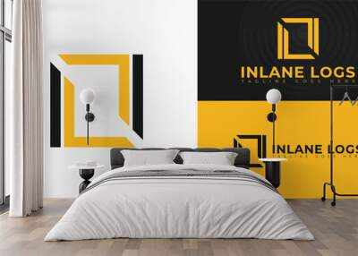 Abstract initial square letters IL or LI logo in yellow color isolated on multiple background colors. The logo is suitable for warehouse logistics logo vector design illustration inspiration templates Wall mural