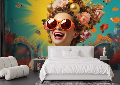 Smiling baroque princess on vacation Wall mural