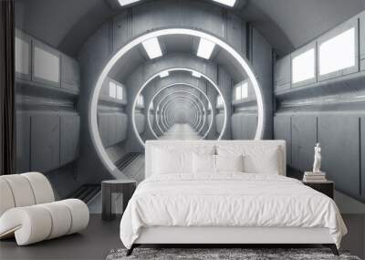 3d render futuristic interior corridor Wall mural