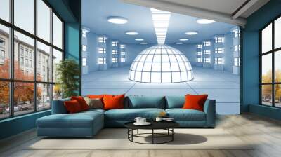 3d render interior. Futuristic hallway. Interior concept design Wall mural