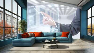 Businessman touch screen Wall mural