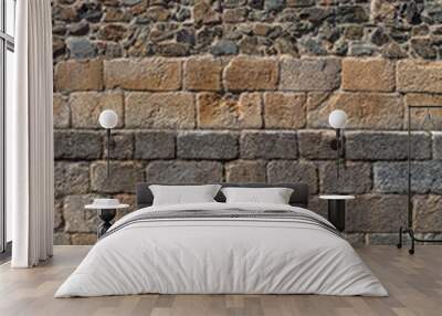 Architecture textures, granite and schist mix, medieval paired masonry wall Wall mural