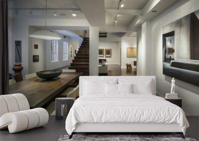 Interior of a modern house, living room with a wooden floor Wall mural