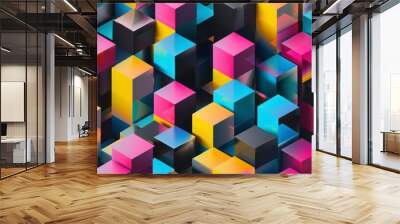 isometric cube pattern wallpaper Wall mural