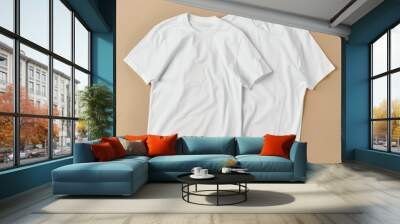 product mockup of two blank white tshirt Wall mural